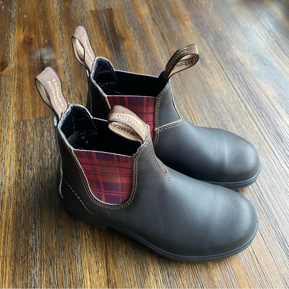 Blundstone #2100 Chelsea Boot Burgundy Plaid (AU3.5)